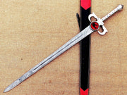 Hand Forged Damascus Steel lionel thundercat sword omens Replica with Leather Sheath - propswords