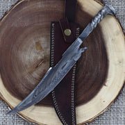 Damascus Steel Collectable Railroad Spike Knife | Locomotive Spike Knife with Leather Sheath - propswords
