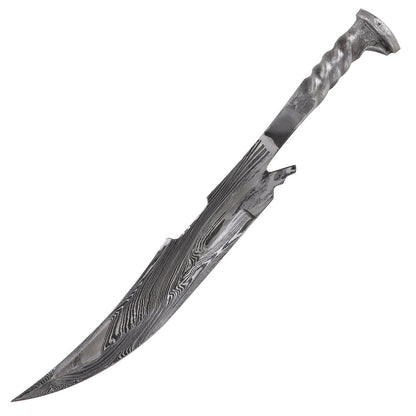 Damascus Steel Collectable Railroad Spike Knife | Locomotive Spike Knife with Leather Sheath - propswords