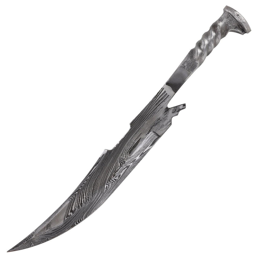 Damascus Steel Collectable Railroad Spike Knife | Locomotive Spike Knife with Leather Sheath - propswords