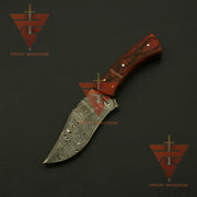 Customized Damascus Steel Hunting Knife: Personalized Handle and Guard Design, Enhanced with Custom Leather Sheath - Perfect for EDC and Camping Adventures