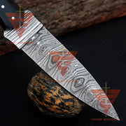 Personalized Hand-Forged Damascus Steel Hunting Skinner Knife with Camel Bone Handle and Leather Sheath - Collector's Edition