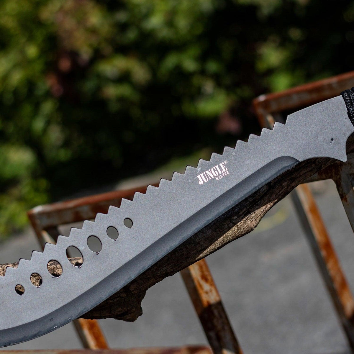 Full Tang Sawback Black Tactical Machete With Sheath - propswords