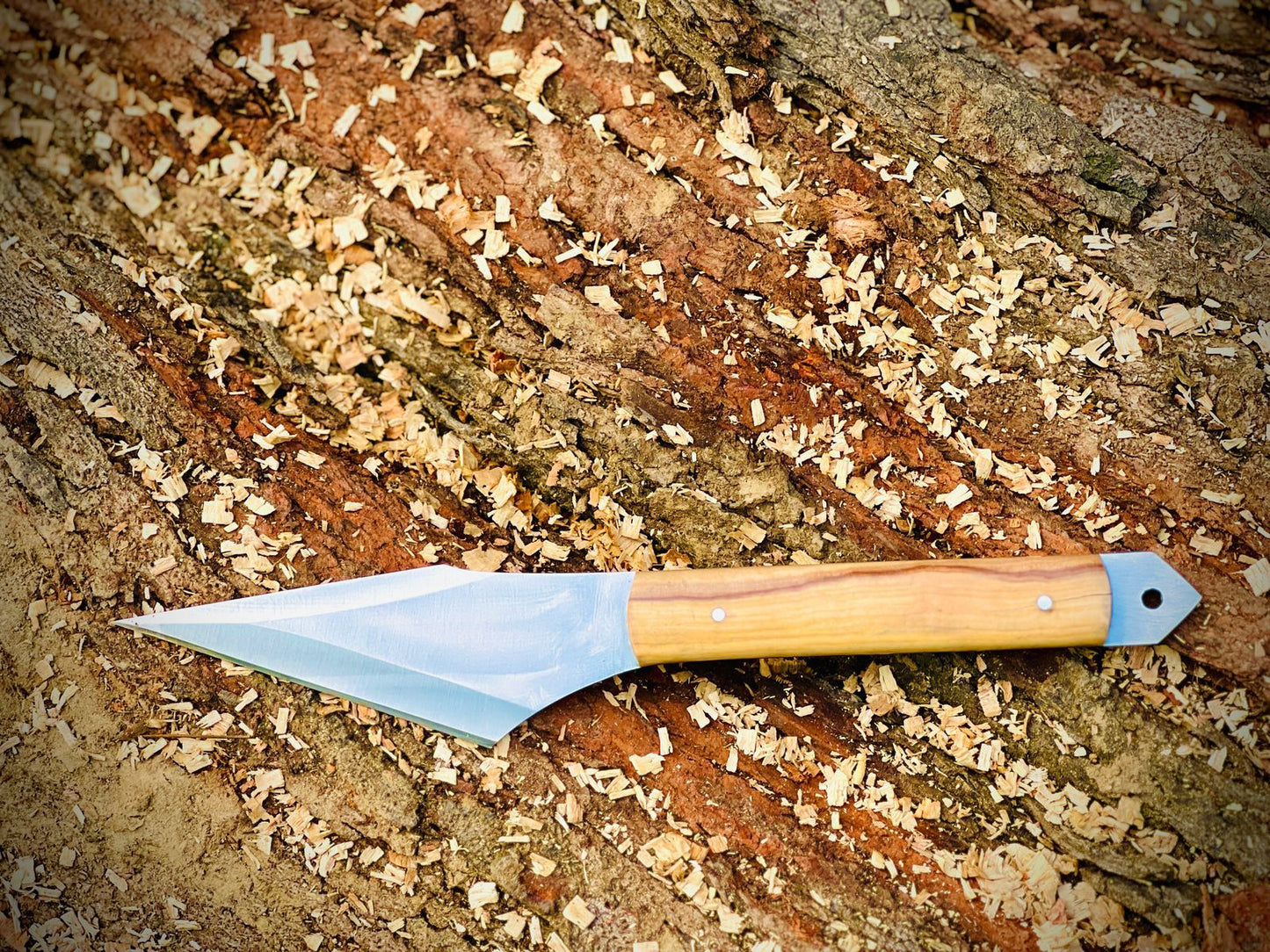 Handmade Stainless Steel Full Tang Olive Wood Kiridashi Knife With Leather Sheath