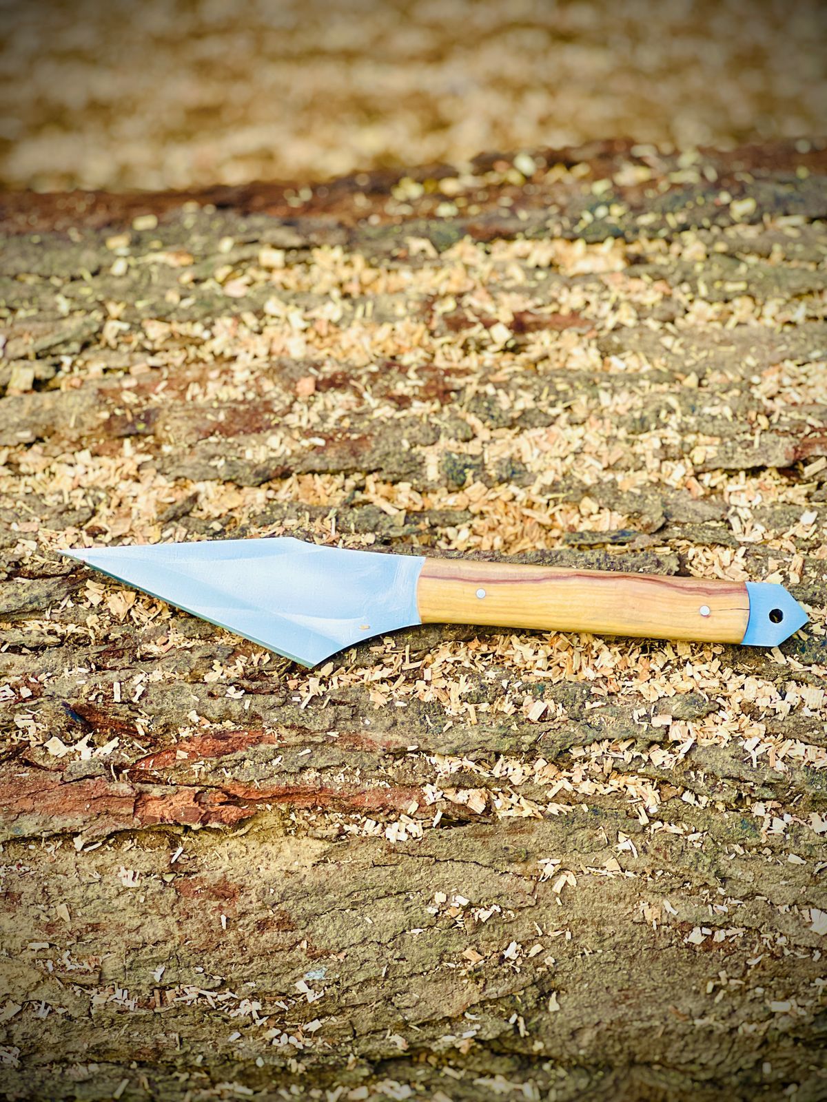 Handmade Stainless Steel Full Tang Olive Wood Kiridashi Knife With Leather Sheath
