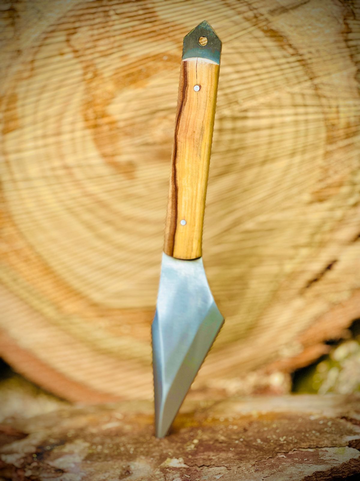 Handmade Stainless Steel Full Tang Olive Wood Kiridashi Knife With Leather Sheath
