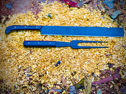 High Carbon Steel Full Tang Chef’s Kitchen Knife Fillet Knife & Carving Knife with Fork Included Leather Sheath