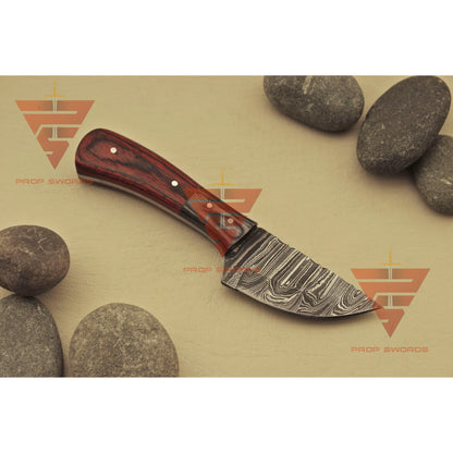 6 inches World Best Handmade Damascus Blade skinner Hunting Knife with Beautiful Handle Style, Brown Leather Sheath - propswords