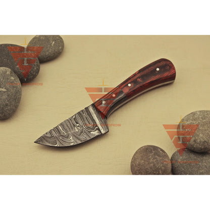6 inches World Best Handmade Damascus Blade skinner Hunting Knife with Beautiful Handle Style, Brown Leather Sheath - propswords