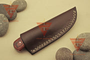 6 inches World Best Handmade Damascus Blade skinner Hunting Knife with Beautiful Handle Style, Brown Leather Sheath