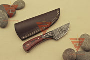 6 inches World Best Handmade Damascus Blade skinner Hunting Knife with Beautiful Handle Style, Brown Leather Sheath