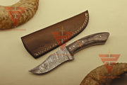 Handcrafted Full Tang Damascus Steel Hunting Camping Skinner Knife - Rosewood Handle - Ideal Gift For Him - Essential EDC Gear