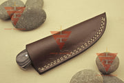 Handcrafted 6-Inch Full Tang Tracker Knife: Durable Survival, Camping, and Hunting Blade with Brown Leather Sheath