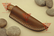 Handcrafted 6-Inch Full Tang Tracker Knife: Durable Survival, Camping, and Hunting Blade with Brown Leather Sheath