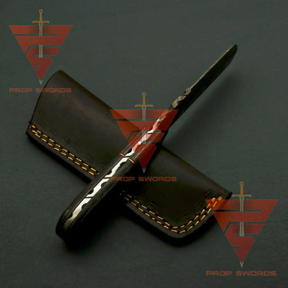 Handmade Damascus Steel Hunting Skinner Knife Pure Rosewood Handle, Comes With Leather Sheath - propswords