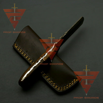 Hand Forged Damascus Hunting Knife, Damascus Knife Personalized Camping Knife,Rosewood Handle with Leather Sheath - propswords
