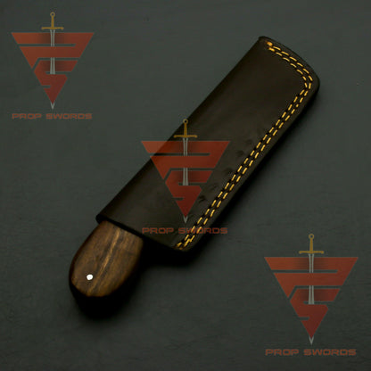 Hand Forged Damascus Hunting Knife, Damascus Knife Personalized Camping Knife,Rosewood Handle with Leather Sheath - propswords