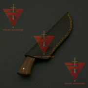 Handcrafted Damascus Steel Hunting Fixed Blade Knife with Leather Sheath - Exquisite Redwood Handle - Ideal Gift For Him | EDC - propswords