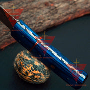 Masterfully Crafted Damascus Steel Tanto Point Hunting Knife with Stunning Handle and Leather Sheath – An Unparalleled Gift for Him - propswords