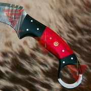 Handcrafted Damascus Steel Tactical Karambit with Leather Sheath: Deadly Precision and Exceptional Craftsmanship - propswords
