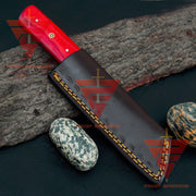 Ultimate Gift: 9-Inch Hand-Forged Damascus Steel Tanto Point Hunting Knife, Featuring a Stunning Handle and Leather Sheath - propswords