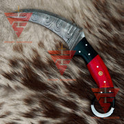Handcrafted Damascus Steel Tactical Karambit with Leather Sheath: Deadly Precision and Exceptional Craftsmanship - propswords