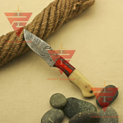 Handmade Damascus Steel Skinner Camping Hunting Knife with Beautiful Handle Design - Ideal Personalized Gift for Him, Complete with Sheath - propswords