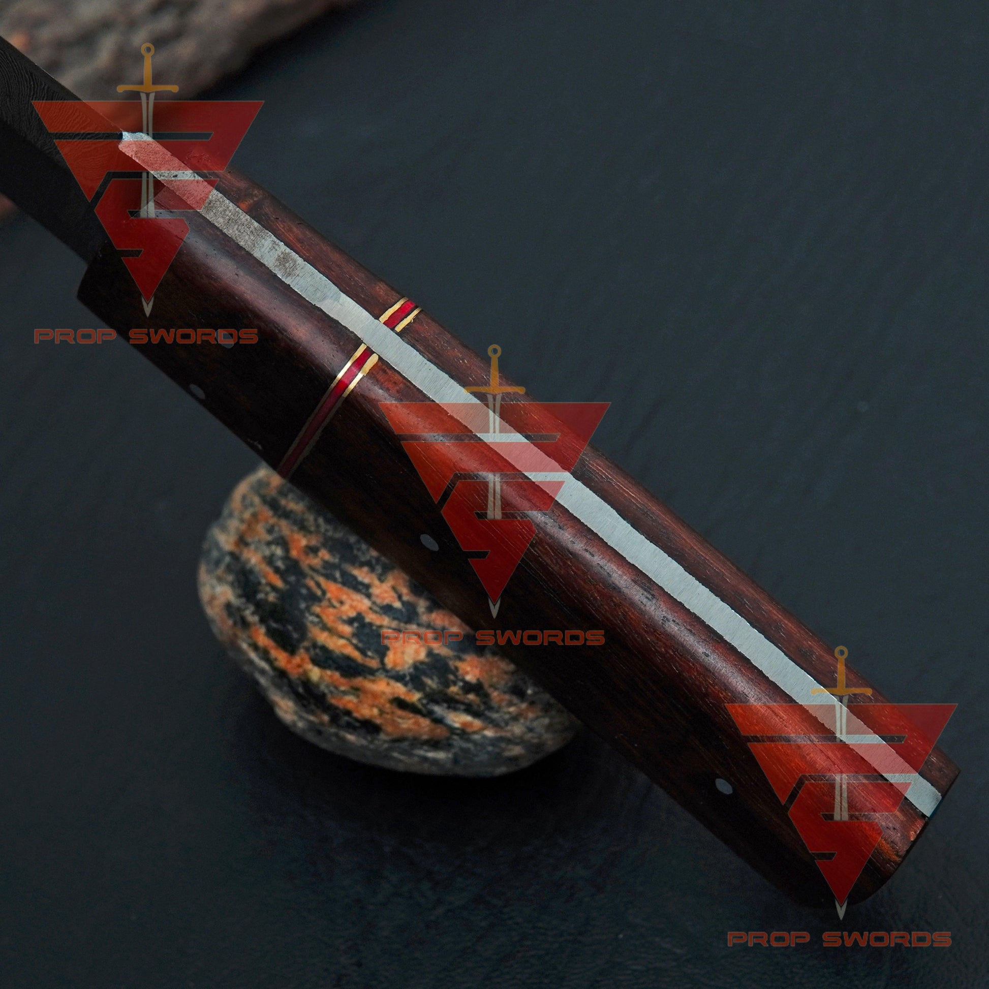 Custom Handcrafted Damascus Steel Tanto Blade Knife with Pure Rosewood Handle and Sheath - Ideal Gift for Him, Perfect for Hunting - propswords