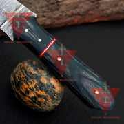 Exquisite Handmade Damascus Knife featuring Rosewood Handle and Pure Leather Sheath - Perfect Gift for Him
