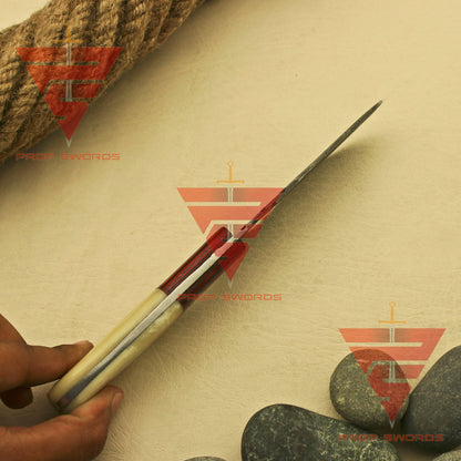 Handmade Damascus Steel Skinner Camping Hunting Knife with Beautiful Handle Design - Ideal Personalized Gift for Him, Complete with Sheath - propswords