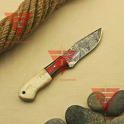 Handmade Damascus Steel Skinner Camping Hunting Knife with Beautiful Handle Design - Ideal Personalized Gift for Him, Complete with Sheath