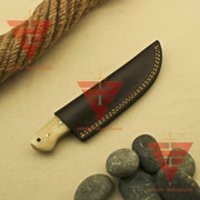 Artisan Crafted Damascus Steel Skinner Hunting Knife: Stunning Handle Design - Perfect Personalized Gift with Sheath - propswords