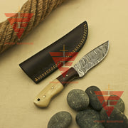 Artisan Crafted Damascus Steel Skinner Hunting Knife: Stunning Handle Design - Perfect Personalized Gift with Sheath - propswords