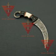 Artisan Crafted Damascus Steel Tactical Karambit Knife: Complete with Leather Sheath - propswords
