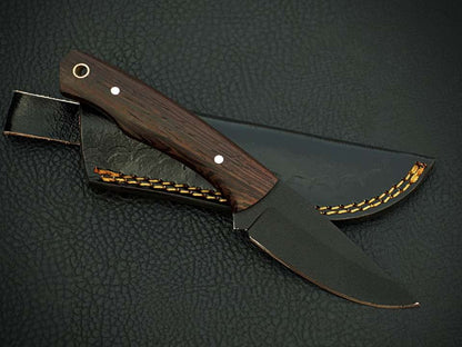 Handmade Stainless Steel Full Tang Bush Craft Hunting Skinner Knife with Leather Sheath – Wood Handle