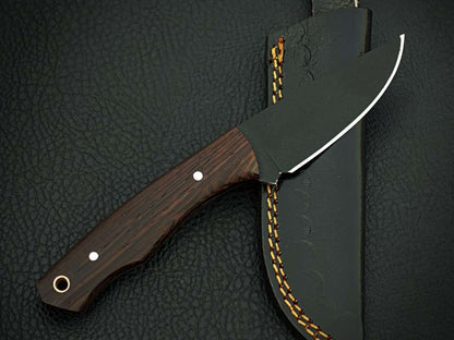 Handmade Stainless Steel Full Tang Bush Craft Hunting Skinner Knife with Leather Sheath – Wood Handle