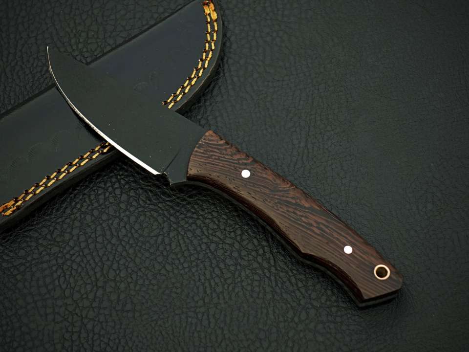Handmade Stainless Steel Full Tang Bush Craft Hunting Skinner Knife with Leather Sheath – Wood Handle
