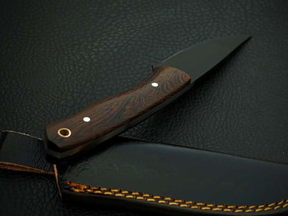 Handmade Stainless Steel Full Tang Bush Craft Hunting Skinner Knife with Leather Sheath – Wood Handle