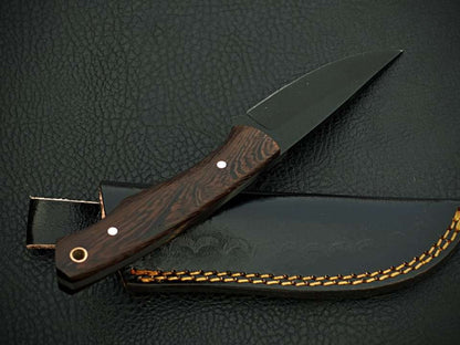 Handmade Stainless Steel Full Tang Bush Craft Hunting Skinner Knife with Leather Sheath – Wood Handle