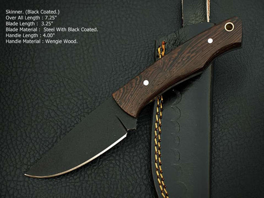 Handmade Stainless Steel Full Tang Bush Craft Hunting Skinner Knife with Leather Sheath – Wood Handle