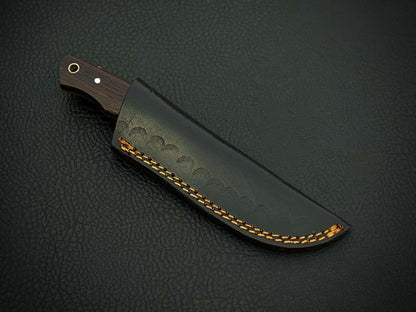 Handmade Stainless Steel Full Tang Bush Craft Hunting Skinner Knife with Leather Sheath – Wood Handle