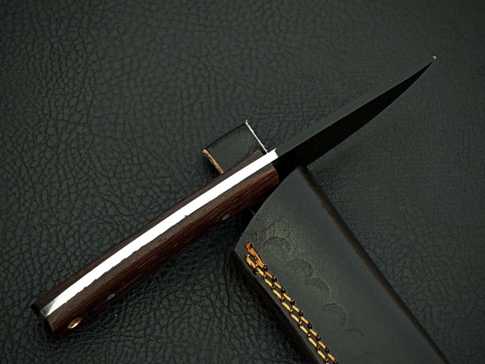 Handmade Stainless Steel Full Tang Bush Craft Hunting Skinner Knife with Leather Sheath – Wood Handle