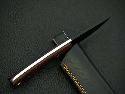 Handmade Stainless Steel Full Tang Bush Craft Hunting Skinner Knife with Leather Sheath – Wood Handle
