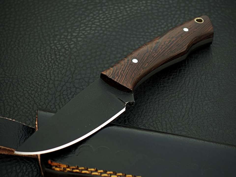 Handmade Stainless Steel Full Tang Bush Craft Hunting Skinner Knife with Leather Sheath – Wood Handle