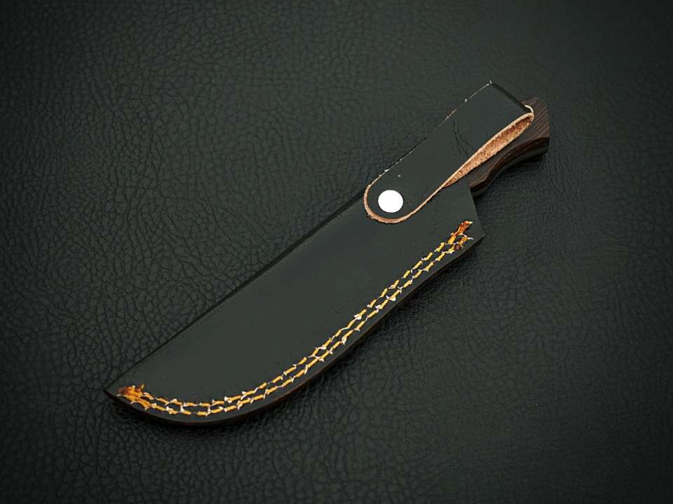 Handmade Stainless Steel Full Tang Bush Craft Hunting Skinner Knife with Leather Sheath – Wood Handle