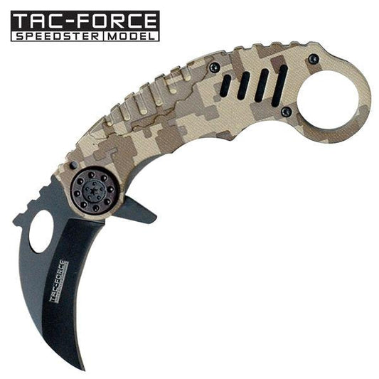 Tac Force Desert Camo Karambit Spring Assisted Folding Knife - propswords