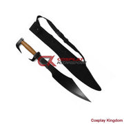 Greek Fighting Spartan War Sword with Black Blade and Shoulder Scabbard - propswords