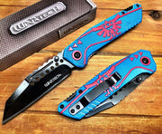 Legend of Zelda Spring Assist Pocket Knife Wharncliffe Tanto Green Blue