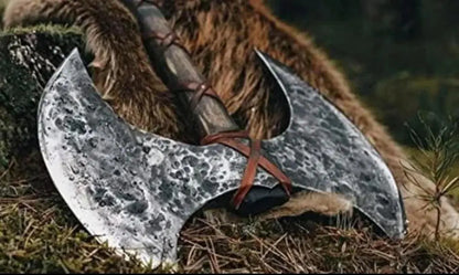 Handmade Double Head Axe, Large Norse Axe, Forest Axes Hewing Axe Broad Axe Hunting Axe Dane Axe Hand Forged Steel Axe,Double Blade Axe, - propswords
