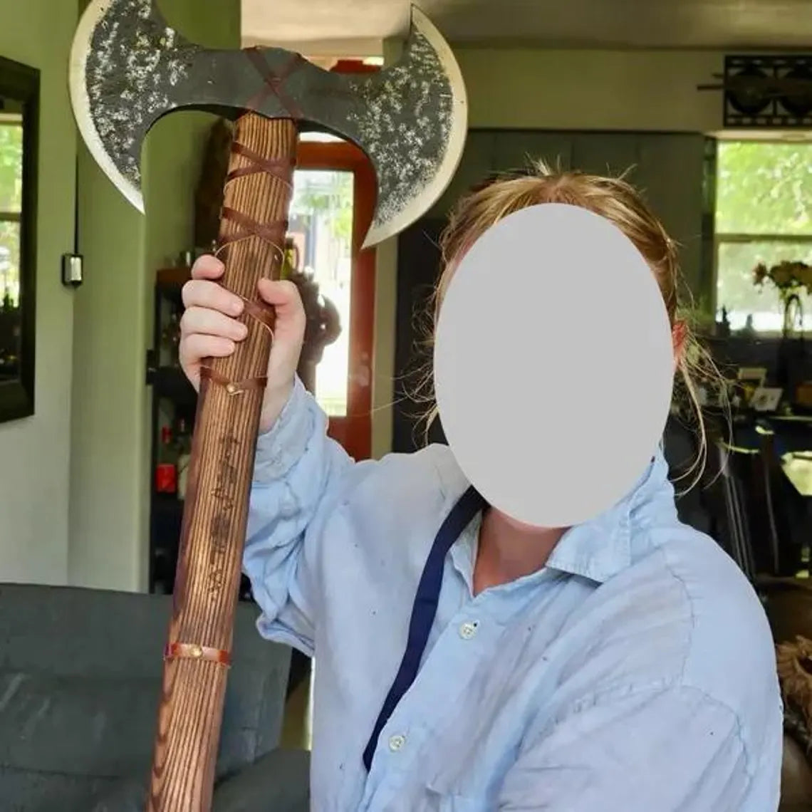 Handmade Double Head Axe, Large Norse Axe, Forest Axes Hewing Axe Broad Axe Hunting Axe Dane Axe Hand Forged Steel Axe,Double Blade Axe, - propswords